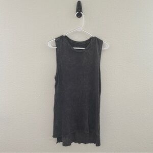 Natural Life Acid Wash Muscle Tank - Boho Grunge High Low Side‎ Slit Top - Small